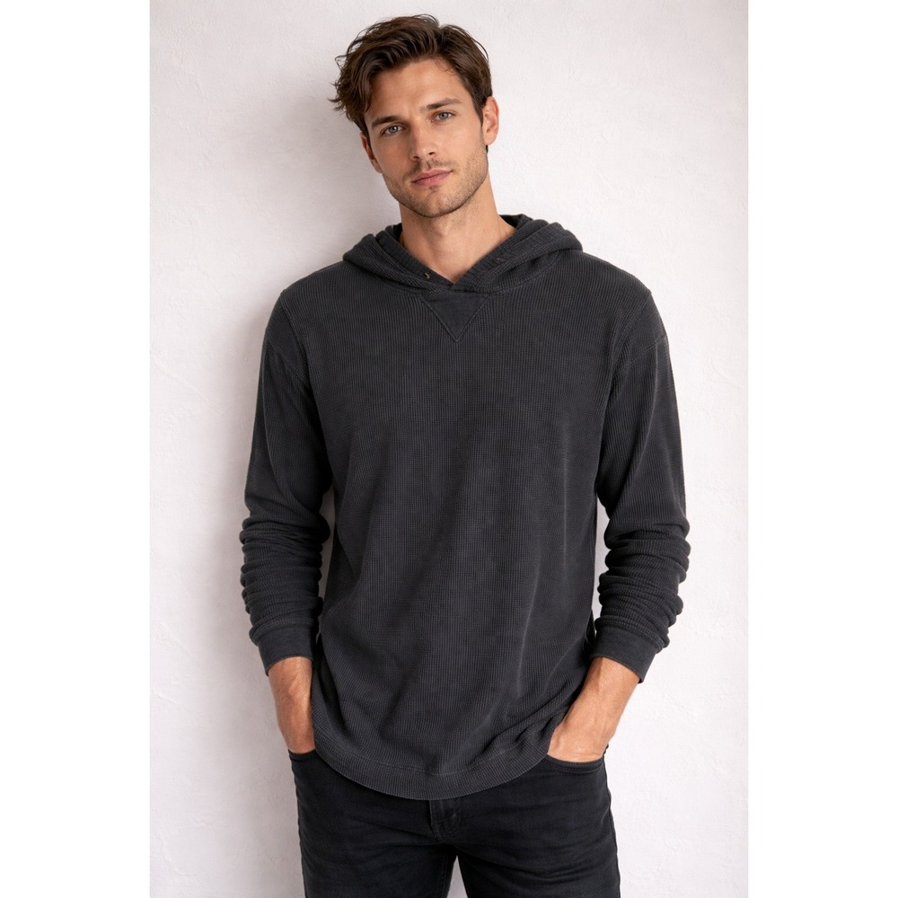 Vince Pima Cotton Waffle Knit Hoodie Quiet Luxury Dark Academia Preppy Minimal‎